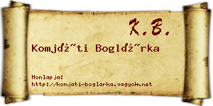 Komjáti Boglárka névjegykártya